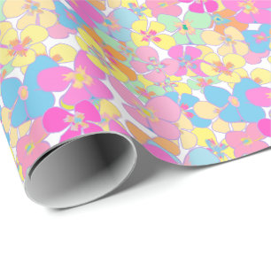 Neon Modern Retro Blommigt Pansy Presentpapper