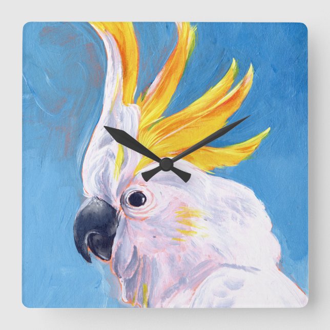 Neon Mohawk - Cockatoo Fyrkantig Klocka (Framsida)