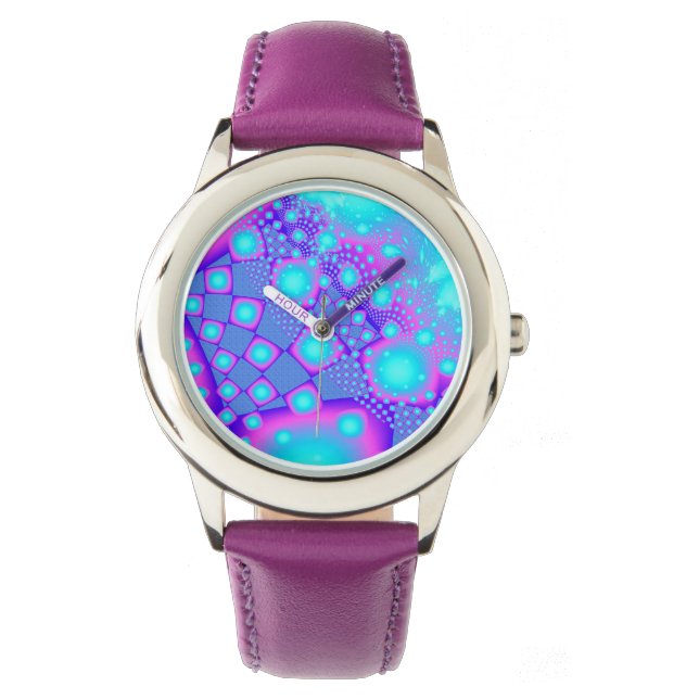 Neon Molecules Psychedelic Fractal Armbandsur (Framsida)