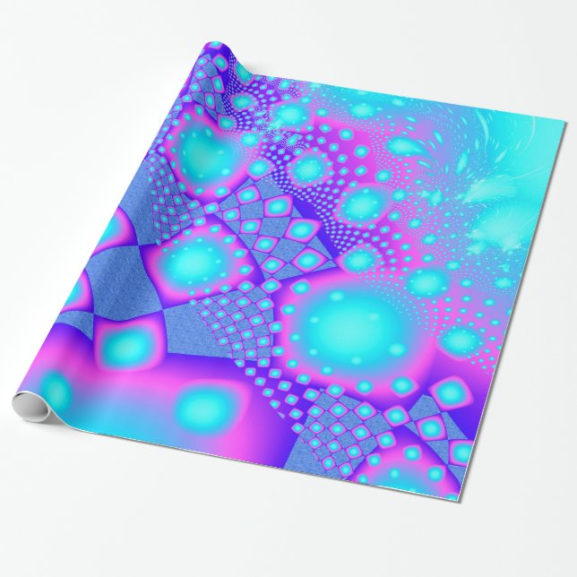 Neon Molecules Psychedelic Fractal Presentpapper (Utrullad)