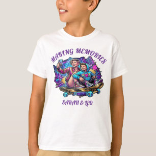 Neon Mom & Son Art T-shirt för att skapa minnen