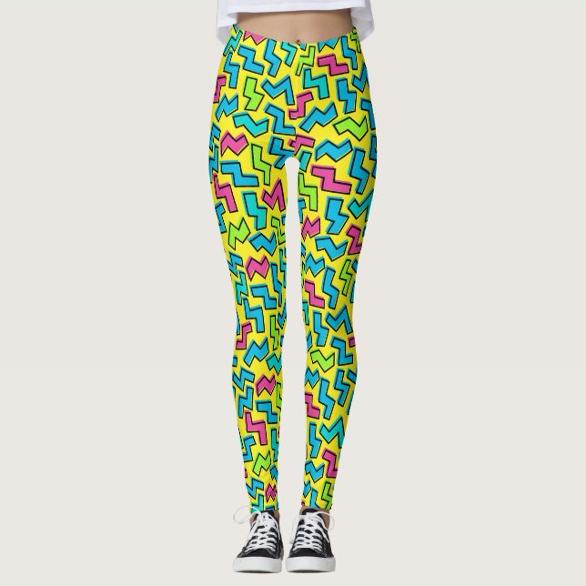 Neon Mönster Leggings (Framsida)