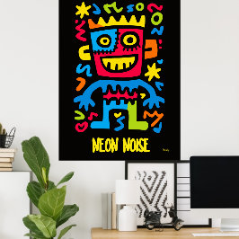 Neon Monster Poster - Pop Art Halloween Design Des