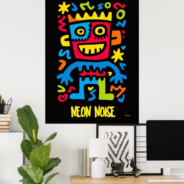 Neon Monster Poster - Pop Art Halloween Design Des (Hemmakontoret)