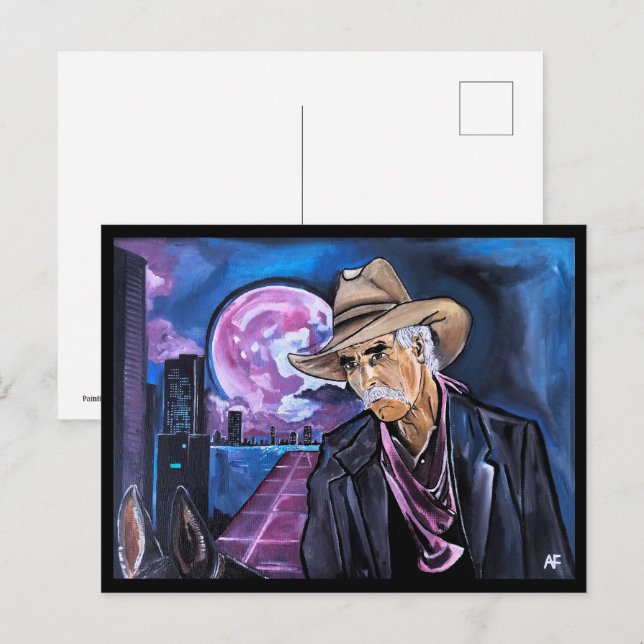 Neon Moon Painting by Alfred Fox Vykort (Fram/baksida)