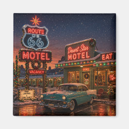 Neon Motel Route 66 Julnätter Kylskåp Magnet