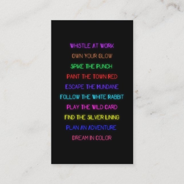 Neon Motivational Pass Along Card (Framsida)