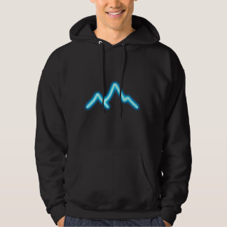Neon Mountain Glow - Minimalist Luminity Line Art Hoodie