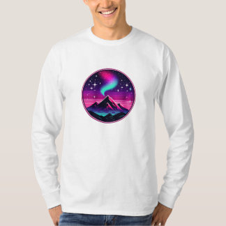 Neon Mountain under Starry Himmel - Futuristiska N T Shirt