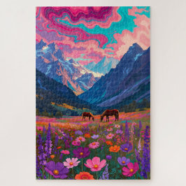 Neon Mountain Valley - Psykedeliska hästar & Rosa Pussel