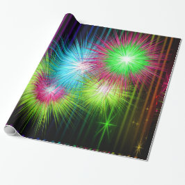 Neon Multi Färg Starburst Paint Splatters Large Presentpapper