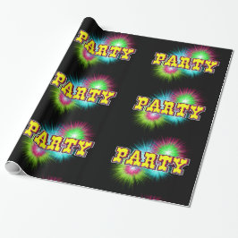 Neon Multi Färg Starburst Paint Splatters Party Presentpapper