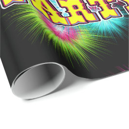 Neon Multi Färg Starburst Paint Splatters Party Presentpapper