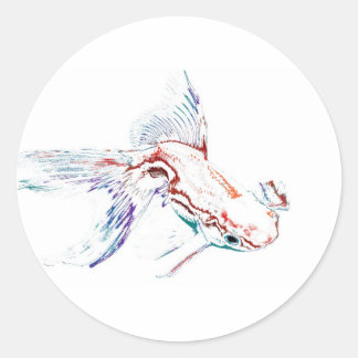 Neon Multifärgad Rainbow Fish/Goldfish/Koi Runt Klistermärke