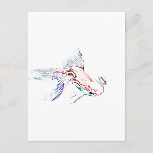 Neon Multifärgad Rainbow Fish/Goldfish/Koi Vykort (Framsida)