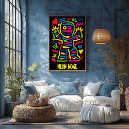 Neon-mumieaffisch – Pop Art Halloween-karaktär Poster