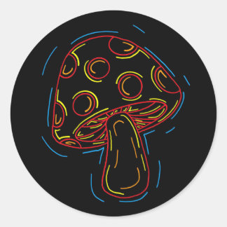 Neon Mushroom Sticker Runt Klistermärke