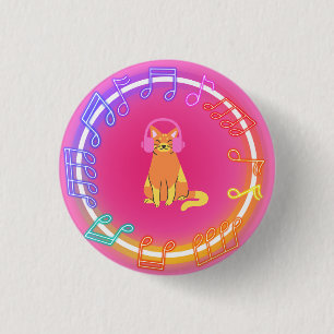 Neon Music Cat Knapp