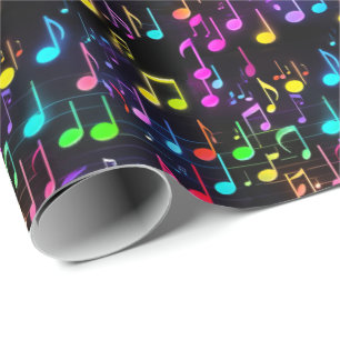 Neon Musik noter på Black Presentpapper