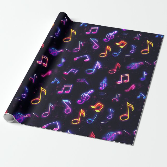 Neon Musik noter Wrapping Papper Presentpapper (Utrullad)