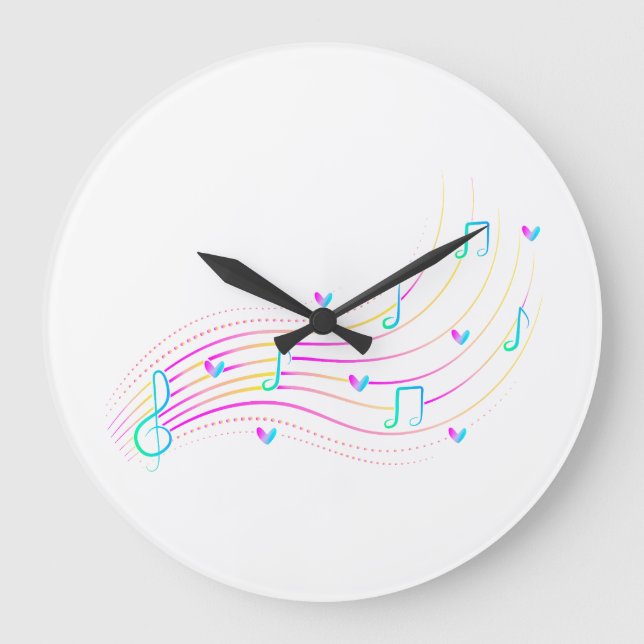 Neon musiknot våg clipart stor klocka (Framsida)