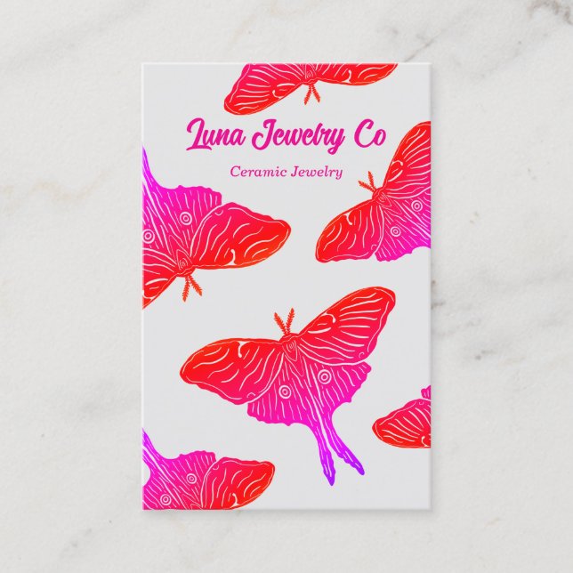 Neon Mystical Luna Moth Business Card Visitkort (Framsida)