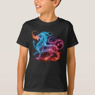 Neon mytisk chimär lejon glöd magisk fantasi t shirt