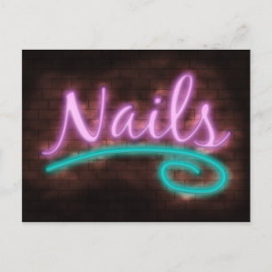 Neon Nagel Sign Vykort