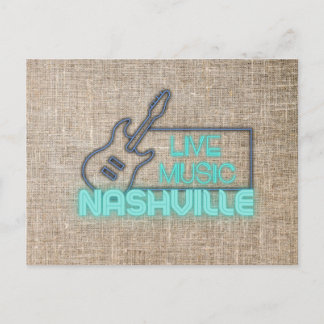 Neon Nashville Live Music Design Vykort