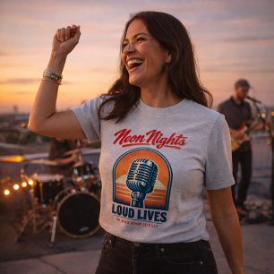 Neon Nätter Hög Livsljud Rock – Vintage Americana T Shirt