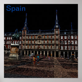 Neon Nattght Art of Madrid Poster