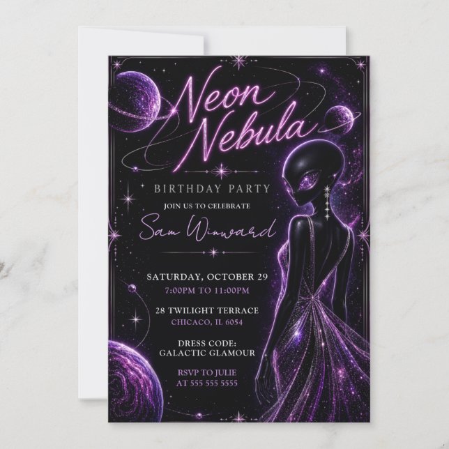 Neon Nebula 21-årsfest Inbjudningar (Framsida)