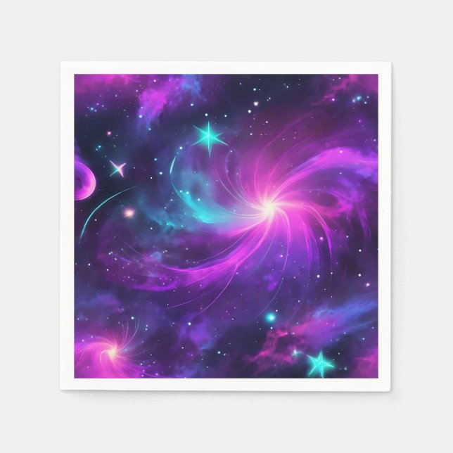 Neon Nebula Galaxy med stjärnor Pappersservett (Framsidan)