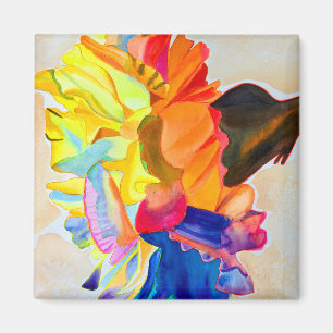 Neon Nejlikavattenfärg blomma Magnet