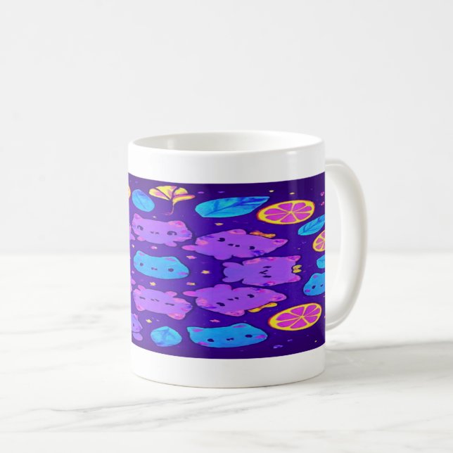 : Neon Neko Citrus Mandala   Kaffemugg (Framsida höger)