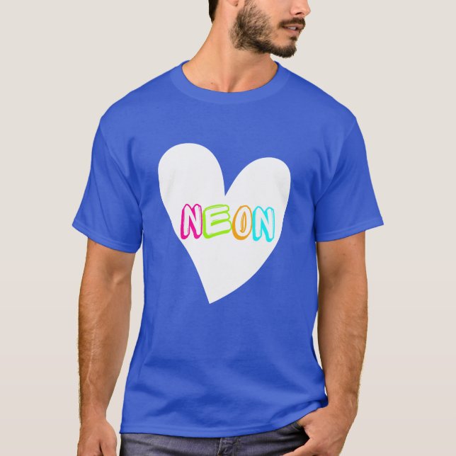 Neon Neon Heart WHT T Shirt (Framsida)