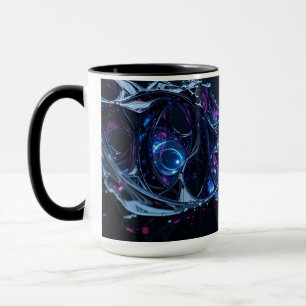 Neon Nexus: Interwoven Techno-Organic Structure Mugg