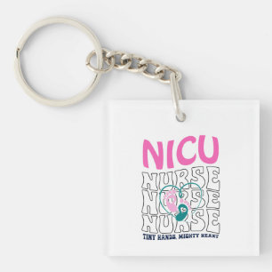 Neon NICU Nurse Typography with Footprint Art