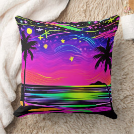 Neon Night Beachscape Kudde