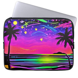 Neon Night Beachscape Laptop Fodral