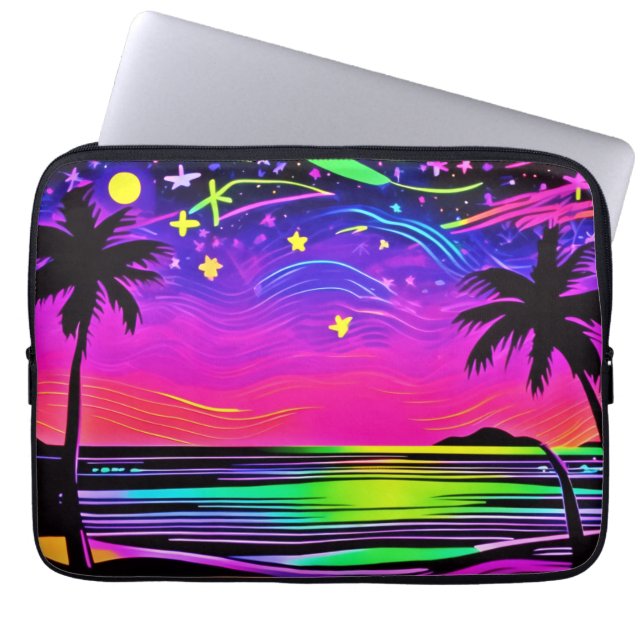 Neon Night Beachscape Laptop Fodral (Framsidan)