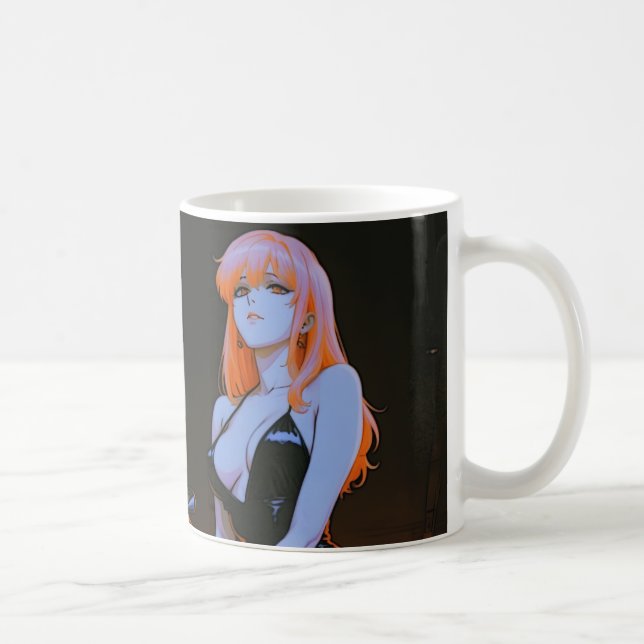 Neon Night Diva — Anime Girl & Street Car Mug Kaffemugg (Höger)