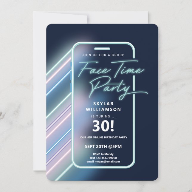 Neon Nightlife Vibe Online Group Video Chatta Part Inbjudningar (Framsida)