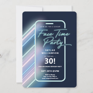 Neon Nightlife Vibe Online Group Video Chatta Part Inbjudningar