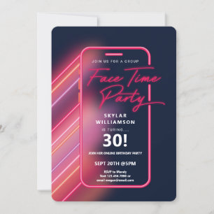 Neon Nightlife Vibe Online Group Video Chatta Part Inbjudningar