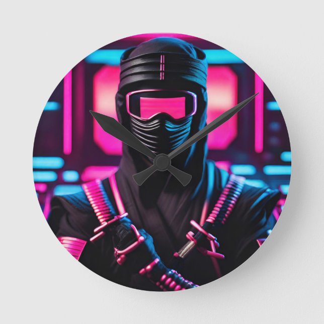 neon ninja rund klocka (Framsida)