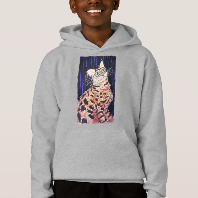 Neon Noir Bengal Cat T Shirt (Framsida)