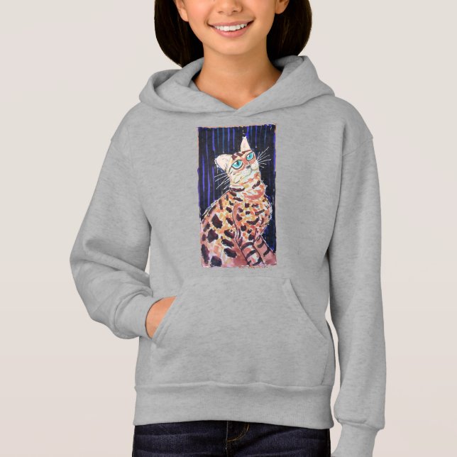 Neon Noir Bengal Cat T Shirt (Framsida)