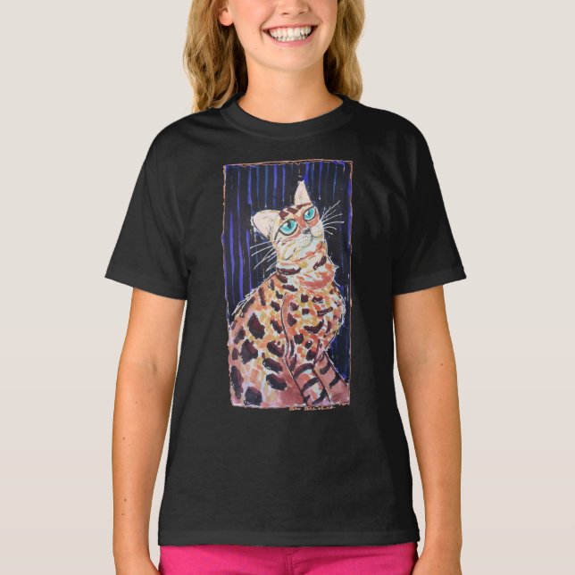 Neon Noir Bengal Katt T Shirt (Framsida)
