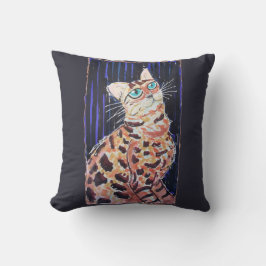 Neon Noir Bengalisk Katt Kudde
